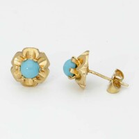 18K gold turquoise cabochon plaque fulbevalo