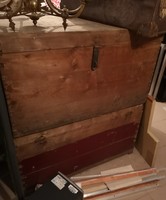 2 antique large wooden travel chests, suitcases (chest, old, decoration)