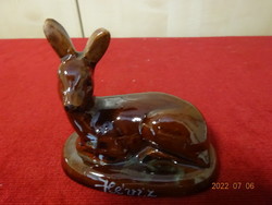 Hungarian glazed ceramic figure, resting deer. Hévíz memory. He has! Jokai.