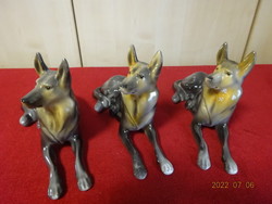 Hollóházi porcelán figura, szürke farkaskutya, hossza 20 cm. Vanneki! Jókai.