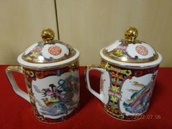 Kínai porcelán teafőző pohár tetővel. Két darab egyben eladó. Vanneki! Jókai.