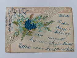 Old postcard 1903 with floral embossed silk overlay postcard oblivion