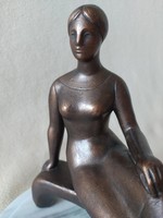 Marosán - seated female nude gallery miniature sculpture, marked, flawless, 25 cm