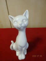 Német porcelán fehér cica, magassága 14,5 cm. Vanneki! Jókai.