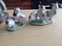 Two small chickens, chicks, porcelain