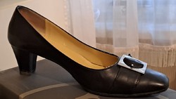 Leather, black, salamander shoes, medium heel, buckle size 36.5
