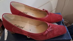 Bőr, Gabor, piros női cipő, kis masnival