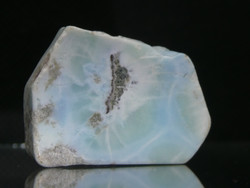 Natural, polished larimar mineral piece. 16.6 Grams for collection or jewelry base material.