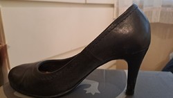 Leather salamander high-heeled black shoe, with leather insole, size 38