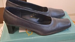 Sötétkék, közepes sarkú, 37-es női cipő, eredeti dobozában