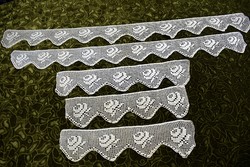 Crochet lace shelf decoration, drapery curtain tablecloth lace strip ribbon 5 pcs. Pink 10x40cm - 10x108cm