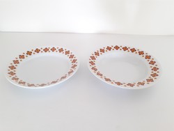 Régi 2 db Zsolnay porcelán tányér barna mintás retro