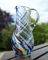 Színes Muránói stílusú üveg kancsó 23cm, 1 literes