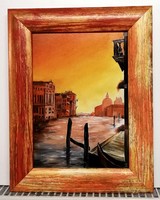 Vermilion - sunset in Venice (km. 28 X 36 cm, oil)