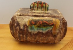 Old large box with marked ceramic lid