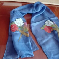 Hand-dyed silk scarf, 136 x 43 cm