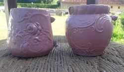 2 faulty pink Zsolnay mugs