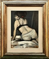 Fauso Maria Liberatore(1922-2004)Olasz festőművésznő A Modell c.festménye Eredeti Garanciával!