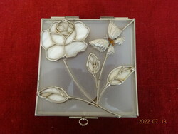 Milk glass - jewelry box, metal frame, butterfly pattern. He has! Jokai.