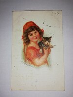 Graphic amag art sheet, little girl with a kitten. 255 of 1922.