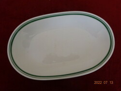 Alföldi porcelán zöld csíkos ovális tányér. Vanneki! Jókai.