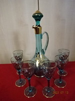 Six-person liqueur set, blue glass, gold decoration. He has! Jokai.