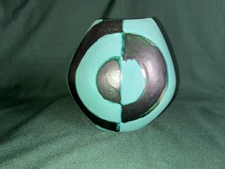 Retro turquoise green industrial artist ceramic vase 17 cm