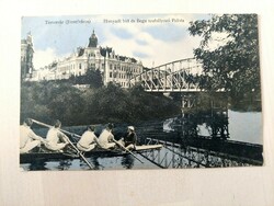 Temesvár, Hunyadi híd és Bega Szabályozó Palota, evezősök, 1910-es évek, képeslap