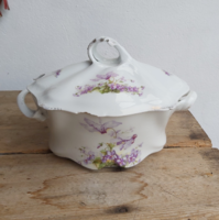 Beautiful antique art nouveau floral soup bowl with a fabulous pattern, violet collector's item
