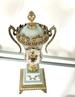 Empire hand-painted fire-gilt vase with lid, monumental-protected pattern!