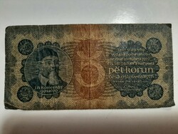 Ritka ! Cseh , Csehszlovákia , 5 korona 1921  pet koron
