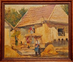 Tihanyi János Lajos - Munkás emberek - Eredeti festmény garanciával