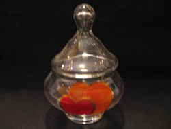 Paul with large lid glass holder with hearts pattern
