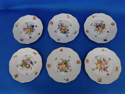Set of 6 cookie plates with Herend fruit pattern