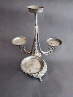 Antik 3 karos nagyméretű ezüstözött jelzett asztalközép - EP