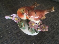 Csodálatos Herendi porcelán madárpár virágos ágon