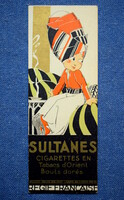Eredeti Art Deco francia kétoldalas cigaretta reklám  kártya  Gitanes Sultanes könyvjelző