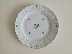 Régi Herendi porcelán nagy tányér zöld virágos kínáló 27,5 cm