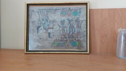 Történelmi festmény Cortez 24x31 cm különleges papíron