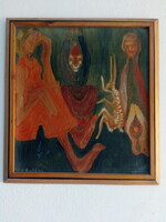 Jelzett festmény fa lemezre festve, 1977-ből