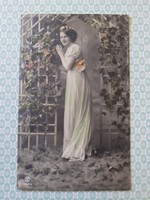 Régi fotó képeslap 1918 hölgy vintage levelezőlap