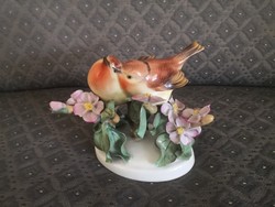 Csodálatos Herendi porcelán, madárpár virágos ágon