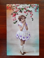Régi PC Paris képeslap 1931 vintage fotó levelezőlap kislány galambok