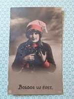 Régi újévi fotó képeslap kislány levelezőlap