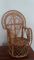 Retro játék pávaszék rattan szék fotel bababútor 34 cm