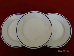 Zsolnay porcelán lapostányér, kék csíkos. Vanneki! Jókai.