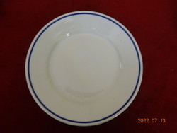 Zsolnay porcelain flat plate, blue striped. He has! Jokai.