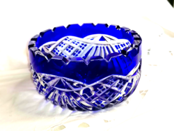 Retro blue lipped lead crystal bowl