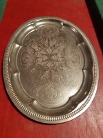Szép régi díszes acél tálca (30,5x22,8 cm)