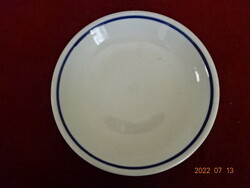 Zsolnay porcelain deep plate, blue striped. He has! Jokai.